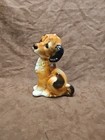 Vintage Royal Copley Ceramic Puppy Dog Figurine  Brown   White Mixed Breed-7 In