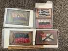 Antique Tobacco Cigar Box  Felt Flannel Flag Lot Of 5 Large   Small Rugs 1900s