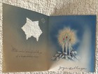 Vintage Christmas Noel Candle Holly Mesh Star Window Greeting Card 1940s 1950s