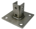 Square Channel Strut Post Base 316 Stainless Steel 4 Hole 6 Inch  Silver