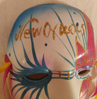 Vintage New Orleans Mardi Gras Mask Ceramic Porcelain 4 5  Blue Pink Glitter