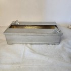 Vintage Tissue Box Cover Holder Silvertone Hollywood Regency Butterflies Metal 