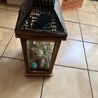 Hanging Single Lantern Rectangle Wood Glass Metal Brown black Black Finish