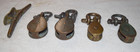 Lot Of 4 Antique Miniature Brass Pulleys For Boat Rigging And 1 Cleat