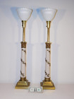 Pair Vintage 1960s Stiffel Brass Roman Corinthian Column Lamps 38  Inches Tall
