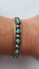 Vintage Mexico 925 Sterling Silver Turquoise Cuff Bracelet Teardrop Beaded 6 5 