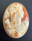 Antique Shell Cameo - Hand Carved - 1 3 8 