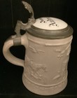 Antique German Salt Glazed Stein Hunter Funeral Regensburg With Lid Circa 1880
