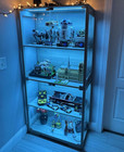 Led Curio Display Storage Cabinet Collectible Glass 4 Tier Standing Shelf Rack