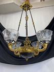 Restored 1850s Antique Cornelius   Baker Converted Gasolier Chandelier Victorian