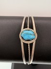 Vintage Navajo Sterling Silver Turquoise Split Shank Cuff Bracelet 