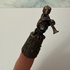 Vintage Bronze Colored Metal Thimble Musical Phoenix Playing Flute Bird 