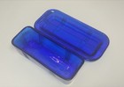 Cobalt Blue Glass Butter Dish Embossed Depression Retro Style  6 