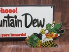 Porcelain Mountain Dew Enamel Metal Sign Plate Size 24  X 12  Inches