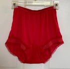 Vintage 60s Red Briefs Panties Lace Sheer Dbl Nylon Wide Gusset Granny Sissy S