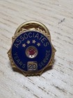 Bastian Brothers 10k Gold 20 Year Service Award Lapel Pin Red Gemstone Blue Enam