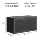 Uforic 100 Gallon Lockable Resin Deck Box Outdoor Storage Chest Black