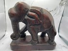 Wooden Elephant Statue 8  Hand Carved Solid Wood Vintage No Tusks