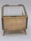Ormolu Gilded Beveled Glass Cabriole-style Footed Square Casket Box 4   flaw