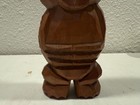 Maori Tiki Carving Dark Wood Figure Green Eyes