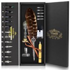 Calligraphy Feather Quill Dip Pen Set With 18 Nibs And Ink   Wax  Stamp Gift