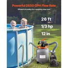 12 In Sand Filter Pump For Above Ground Swimming Pools 1 3 Hp 2650 Gph Flow Rate