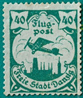 Gdansk Stamp 1923 danzig-sc Ap3  c10 40pf Blue Green perf 14 error Wmk  108  mlh