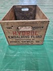 Antique Hydrol Red Embalming Fluid Wooden Crate Box Funeral Supply