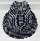 Vintage Dobbs Fedora 6 1 2 Tweed Blue Brown Houndstooth Wool Hat Fifth Avenue