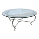 John Stuart Chrome Steel Round Coffee Table Spain Mid Century Vintage Regency