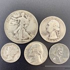 Wwii Us Coin Set Silver Walking Half Quarter Mercury Dime War Nickel Steel Cent