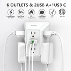 6 Outlet Surge Protector Power Strip Grounded Flat Plug Extension Cord With Usb 