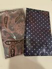 Pocket Square Lot Of 6 Mens Accessory Handkerchiefs Stripe Paisley Polka Dot