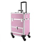Rolling Makeup Train Case Cosmetic Trolley Makeup Storage Organizer Luggage Box