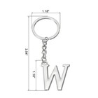 Initial Letter Key Chain Letter W Key Chain Pendant Key Ring Silver