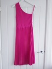 Ted Baker Miriom Pleated Dress Size 2 Uk 10 Bright Pink Midi Dress Stretchy