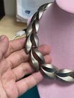 Vintage Givenchy Silver Tone Laurel Leaf Large Link Necklace Brushed Metal Ds15