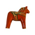 Vtg 2  Swedish Folk Art Dala Horse Carved Wood Hand Painted Red