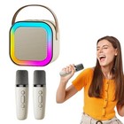 Karaoke Machine mini Karaoke Machine With 2 Wireless Microphones dual White