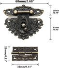 Antique Jewelry Box Hasp Latch  Vintage Bronze Small Box Engraved Designs Hinges