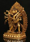 10 8  Old Tibet Purple Bronze Gold Buddhism 3 Face Chakrasamvara Buddha Statue
