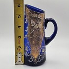 Antique Bohemian Cobalt Glass Pitcher Handpainted Floral Gilt Enamel 6 