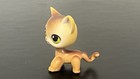 Lps Littlest Pet Shop  19 Brown And Tan Shorthair Cat Green yellow Eyes