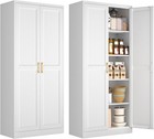 71  White Cupboard Metal Kitchen Pantry Storage Cabinet With Doors And Shelves