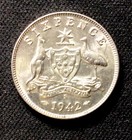 1942 S Australia Silver  6 Pence  Wwii  Enn Coins