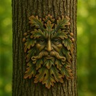 Green Man Wall Plaque     Celtic Tree Spirit Resin Sculpture For Garden Or H