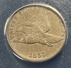1857 Flying Eagle Cent 1c Anacs Au50 Details Cleaned