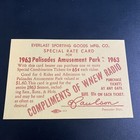 Vintage 1963 Palisades Amusement Park Ride Ticket New Jersey Wnew Radio Pass