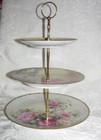 Custom Three Tier Tea Party Cake Stand Made With Vintage Hand Painted Plates