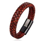 Men Women Vintage Brown Braided Genuine Leather Bracelet Wristband Bangle 6 5-9 